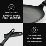 Titanex 24cm Pre-Seasoned Cast Iron Dosa Tawa with Heat Resistant Silicone Grip