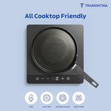 Tramontina India Aura 28cm non-stick dosa tawa with ceramic reinforced coating in vibrant blueberry color.