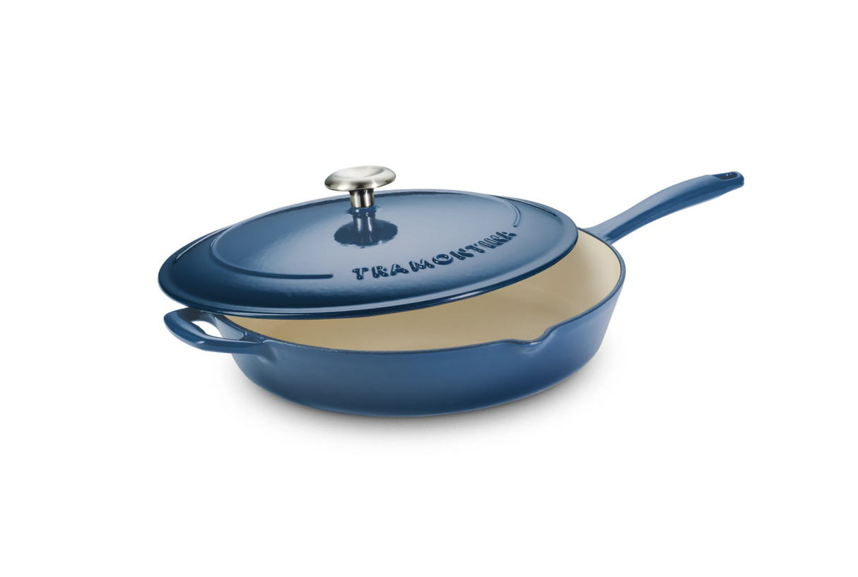 Bestow Enameled Cast Iron Covered Skillet - 30cm (Medium Blue)