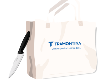 Free gift from Tramontina India featuring a promotional item, displayed as a colorful freebie image.