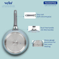 Tramontina India Velo Forged Fry Pan 20 cm, stainless steel cookware with a sleek design and sturdy handle.