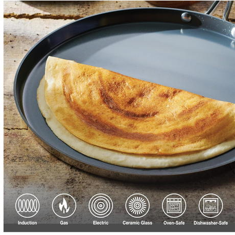 Fusao EX+ Ceramic Stainless Steel Tri-Ply - 4.8L Casserole + 30cm Dosa Tawa