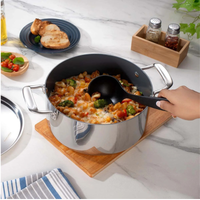 Fusao EX+ ceramic stainless steel tri-ply cookware set includes a 4.8L casserole and 30cm dosa tawa from Tramontina India.