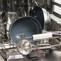 Tramontina India Fusao EX+ ceramic stainless steel 4.8L casserole and 30cm dosa tawa in a cookware set.