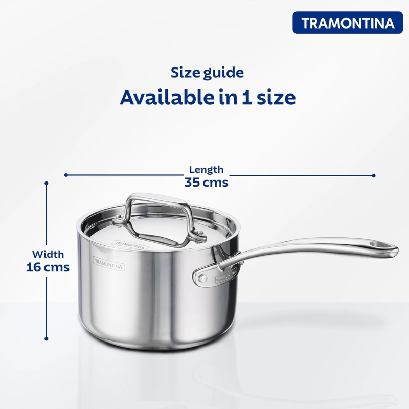 Tramontina India Fusao EX+ ceramic stainless steel cookware set with 3.7L wok and 2.1L saucepan, showcasing polished surfaces and handles.