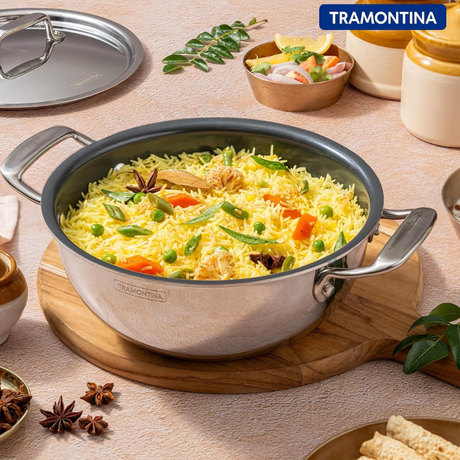 Fusao EX+ Ceramic Stainless Steel Tri-Ply Combo - 3.8L Kadai + 30cm Dosa Tawa