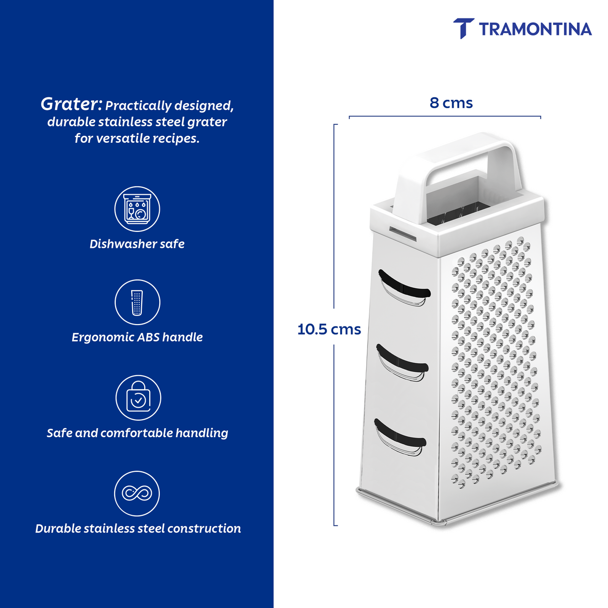 Utilitá 4-Sided Grater in Stainless Steel with White ABS Handle