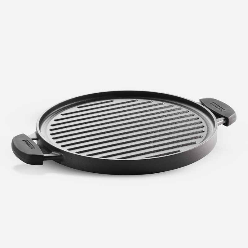 Titanex 30cm Pre-Seasoned Cast Iron Reversible Dosa Tawa/ Grill Pan with Heat Resistant Silicone Grip