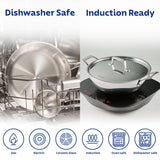 Aeion 20cm Stainless Steel Tri-Ply Kadai with SS Lid - 1.7L