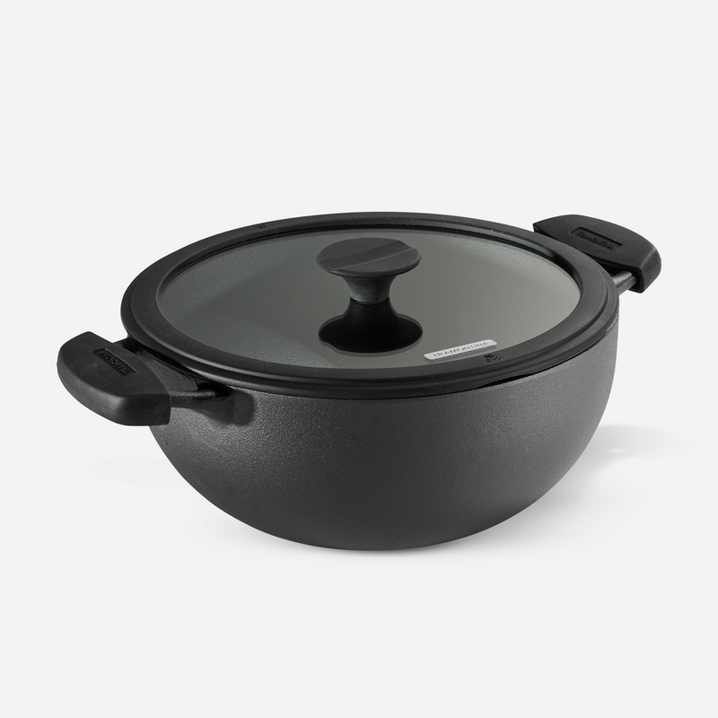 Titanex 24cm Pre-Seasoned Cast Iron Extra Deep Kadai with Heat Resistant Silicone Grip – 3.7L