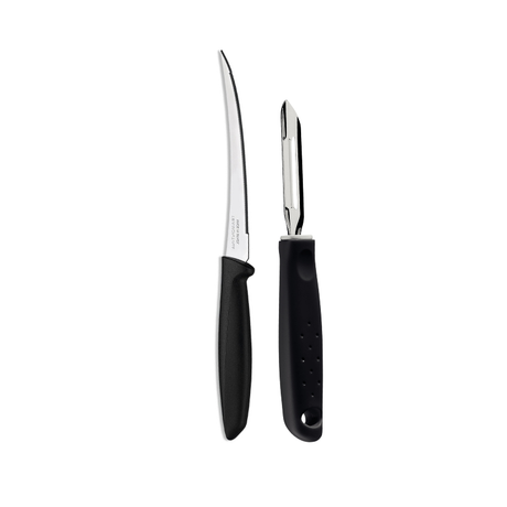 Kitchen Prep Essentials Set - Fruit + Tomato Knife + Peeler (Black)