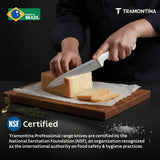 White 15 cm Tramontina India chef knife with stainless steel blade for professional meat and kitchen prep.