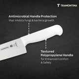 White 25 cm Tramontina India chef knife with a professional 10-inch blade, ideal for precise meat and culinary cutting tasks.