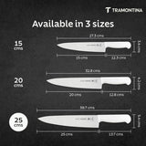 White 15 cm Tramontina India professional chef knife with a sleek blade for precise meat and kitchen cutting tasks.