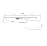 White Tramontina India 20cm premium kitchen knife with an ergonomic handle and sharp stainless steel blade.