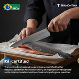 Blue 25 cm Tramontina India professional chef knife with a sharp blade, ideal for precise meat and culinary prep.