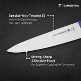 Blue 25cm Tramontina India professional chef knife with a stainless steel blade and ergonomic handle for precise cutting.