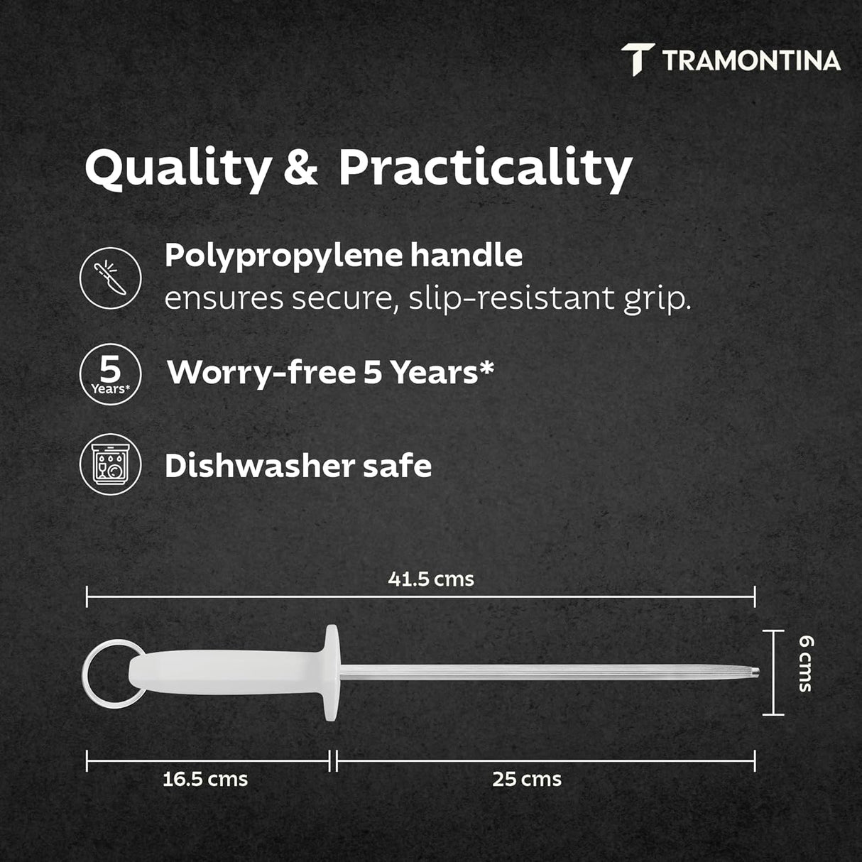 White Tramontina India professional sharpener, 20 cm/8in, with a sleek design for precise pencil sharpening.