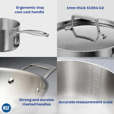 Aeion 14cm Stainless Steel Tri-Ply Sauce Pan with SS Lid - 1.5L