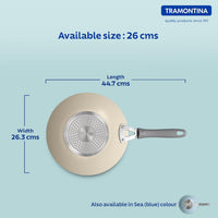 Concave Velo Forged Tawa 26 cm in sand color by Tramontina India, showing its smooth cooking surface and sturdy handle.