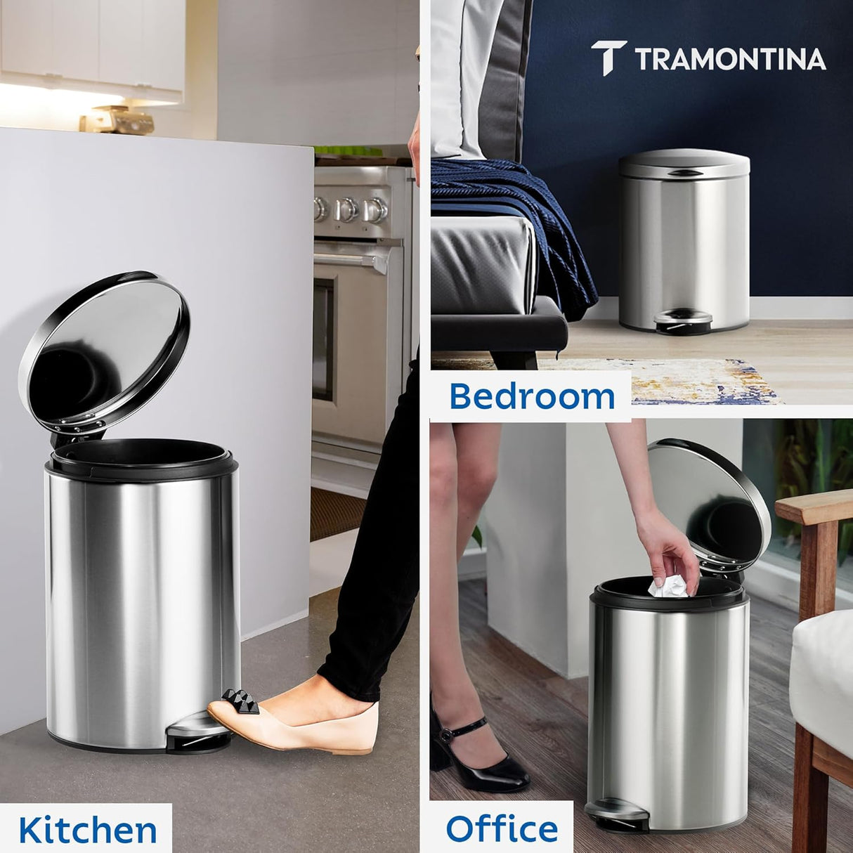 Trash Bin 12 Litre Stainless Steel Pedal Round