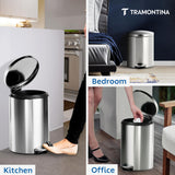 Trash Bin 12 Litre Stainless Steel Pedal Round