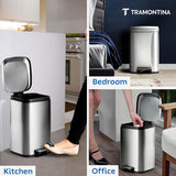 Trash Bin 12 Litre Stainless Steel Pedal Square