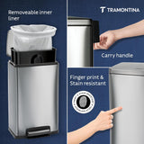 Trash Bin 49 Litre  Stainless Steel Contemp Rectangle