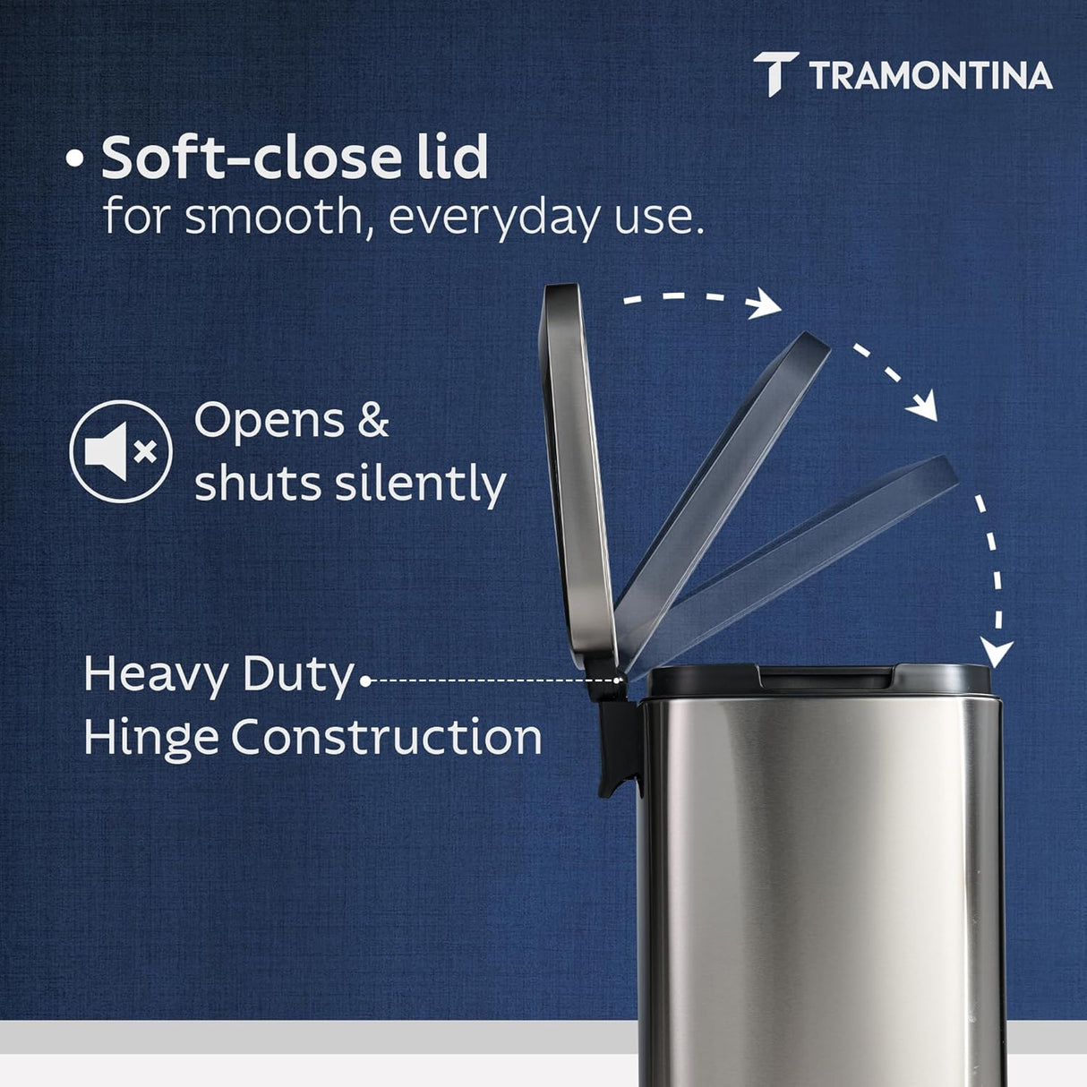 Trash Bin 49 Litre  Stainless Steel Contemp Rectangle