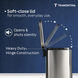 Trash Bin 49 Litre  Stainless Steel Contemp Rectangle