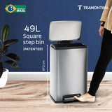 Trash Bin 49 Litre  Stainless Steel Contemp Rectangle