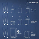 Trash Bin 8 Litre Stainless Steel Pedal Square