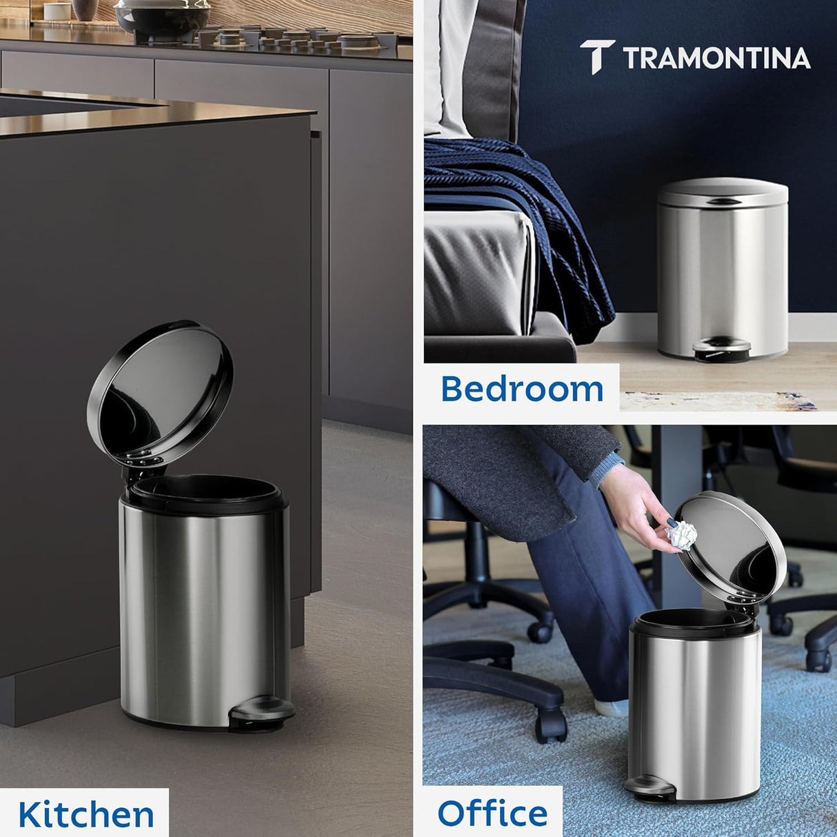 Trash Bin 5 Litre Stainless Steel Pedal Round