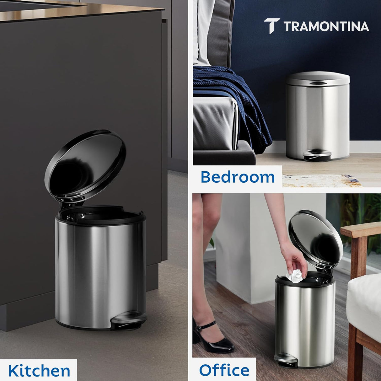 Trash Bin 9 Litre Stainless Steel Pedal Round