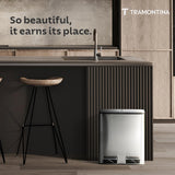 Trash Bin 8 Litre X 2 Stainless Steel Wide Rectangle