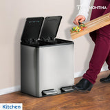 Trash Bin 8 Litre X 2 Stainless Steel Wide Rectangle