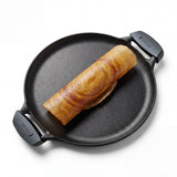 Tramontina India Titanex 30cm cast iron dosa tawa with dual handles and heat-resistant silicone grips for even cooking