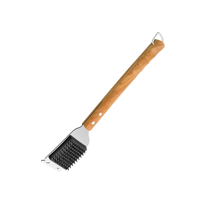 Churrasco Grill Brush with Stainless Steel Blade and Wooden Handle, 46.7 cm