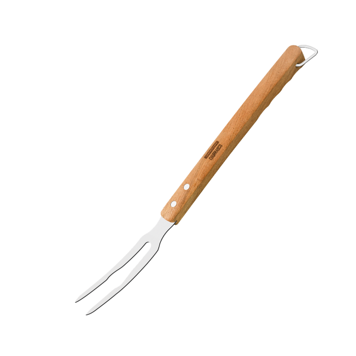 Churrasco Carving Fork for Barbecue with Stainless Steel Blade and Wooden Handle, 49.5 cm