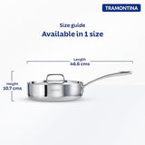 Tramontina India Fusao EX+ 24cm triply ceramic deep sauté pan with stainless steel lid, ideal for versatile cooking.