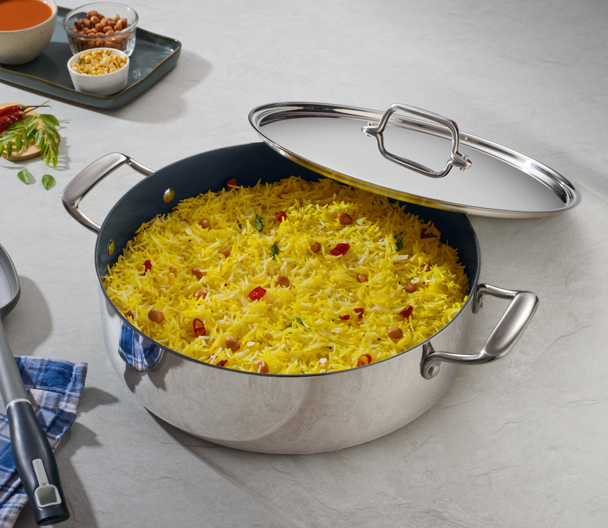 Fusao EX+ 30cm Ceramic Stainless Steel Tri-Ply Biryani Lagan with SS Lid - 6.2L