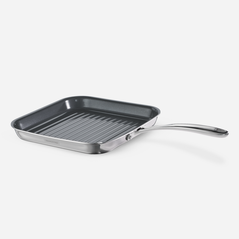 Fusao EX+ 26cm Ceramic Stainless Steel Tri-Ply Grill Pan