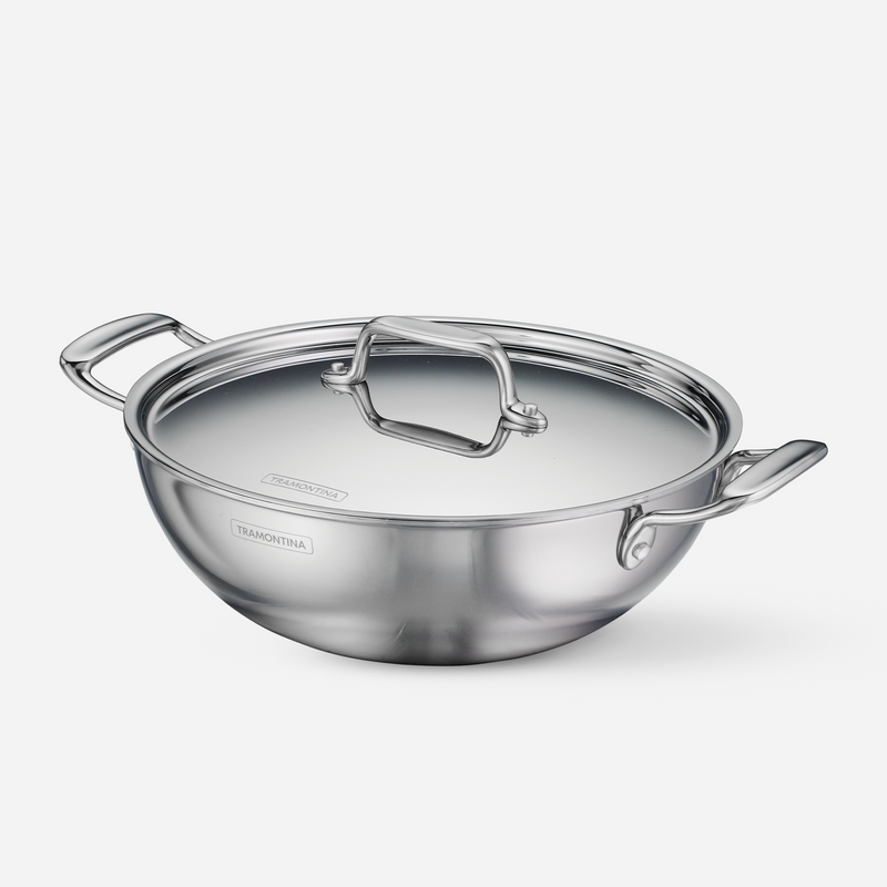 Fusao EX+ 20cm Ceramic Stainless Steel Tri-Ply Kadai with SS Lid - 1.7L