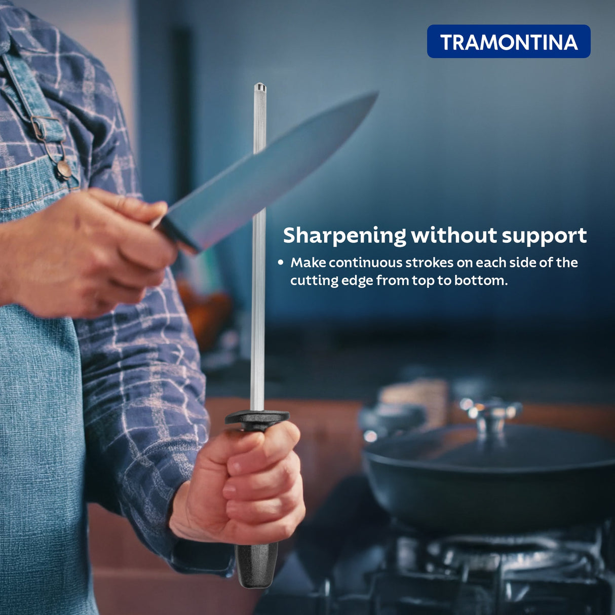 Plenus Grooved Sharpener 20 cm/ 8in - Black