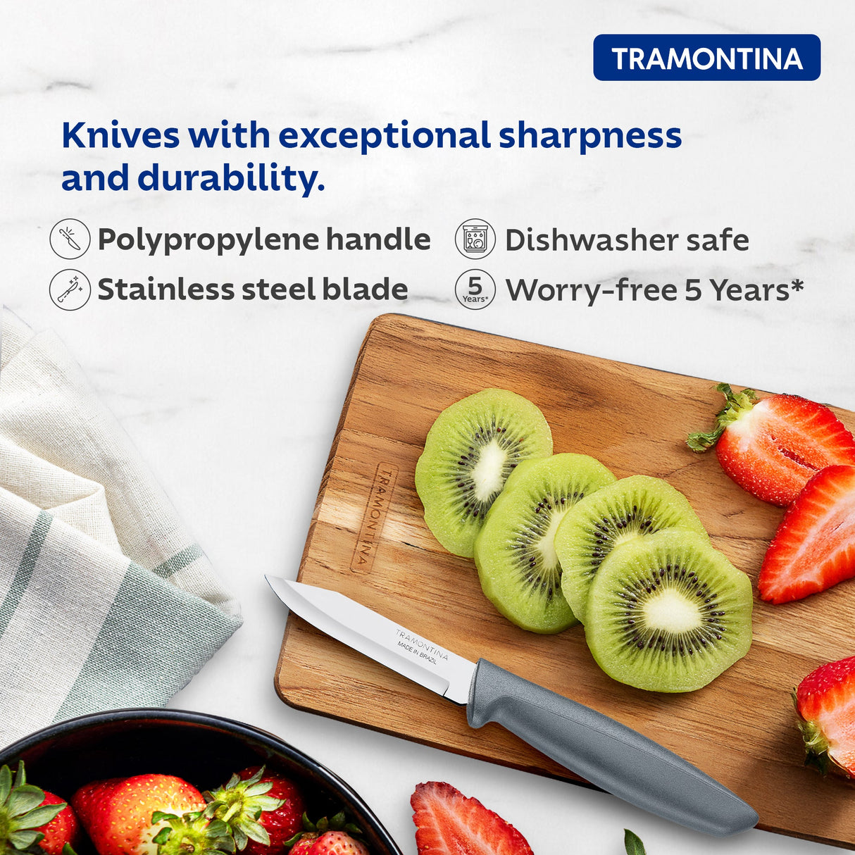 Plenus Vegetable and Fruit Knife 7 cm/ 3in - Grey