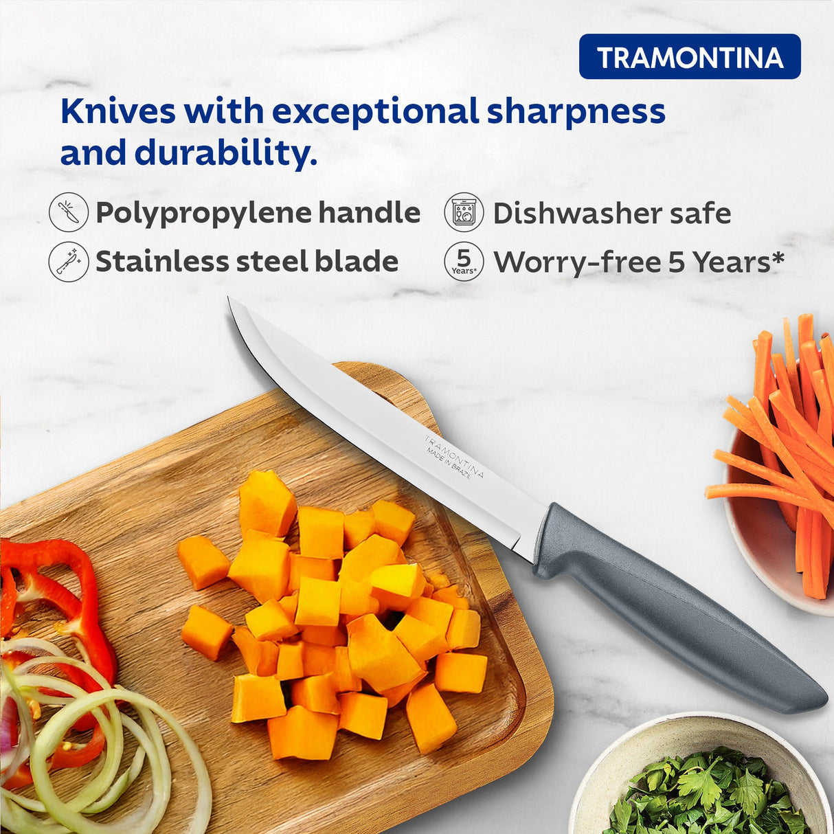 Plenus Kitchen Knife 15 cm/ 6in - Grey