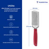Utilitá Stainless Steel Mini Grater with Red Polypropylene Handle