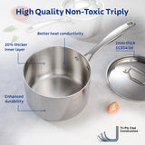 Aeion 16cm Stainless Steel Tri-Ply Sauce Pan with SS Lid - 2.1L
