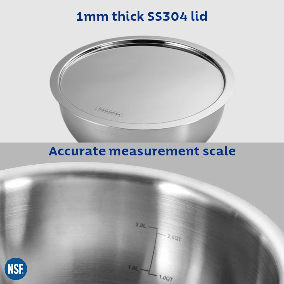 Aeion 26cm Stainless Steel Tri-Ply Extra Deep Tasla with SS Lid - 4.7L