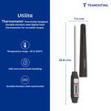 Tramontina India Utilitá digital food thermometer showing a stainless steel probe and digital display for accurate temperature reading.